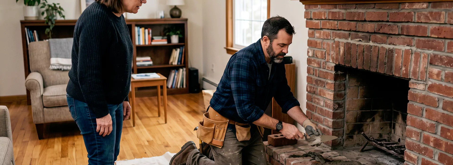 Brick Fireplace Repair in Abington
