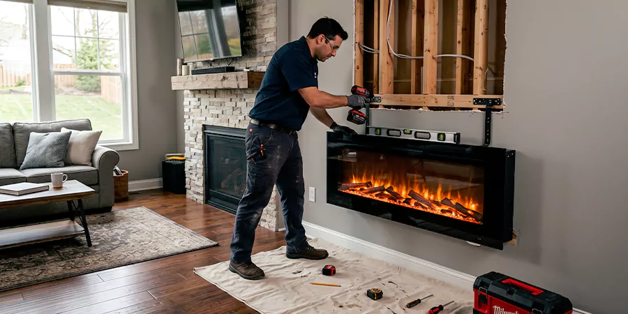 Fake Fireplace and Faux Insert Installation Abington
