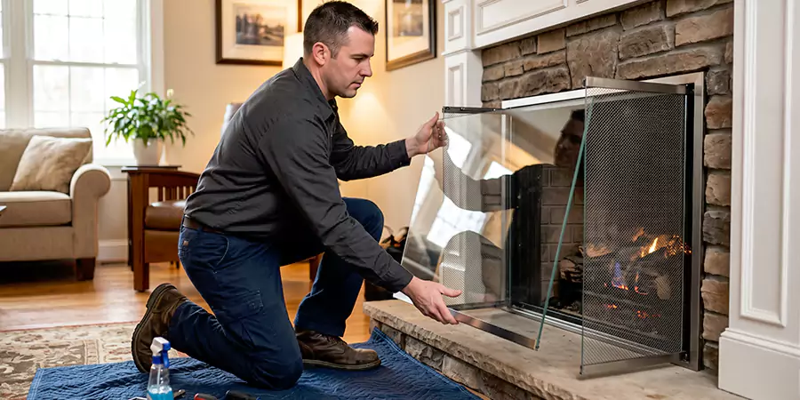 Fireplace Glass Panel and Screen Installation Abington