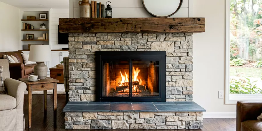 Modern and Farmhouse Fireplace Makeover Abington