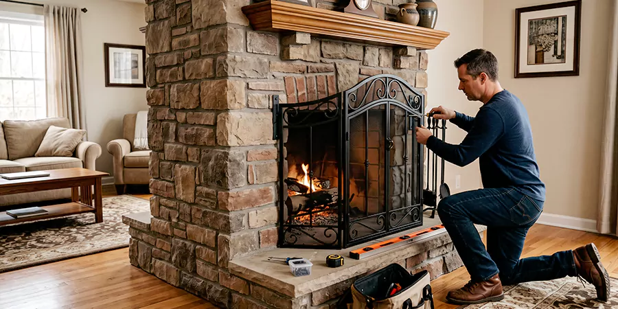 Custom and Decorative Fireplace Screen Installation Abington