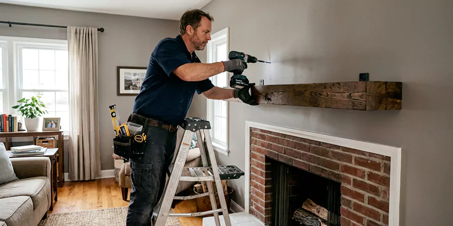 Floating Shelf Mantel Installation Abington